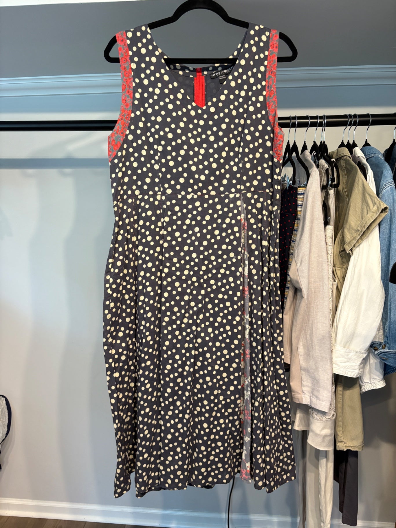 Little Journey A Line Midi Dress in Mixed Fabric