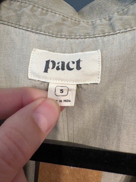 Pact Button Up Shirt Dress in Khaki Chambray