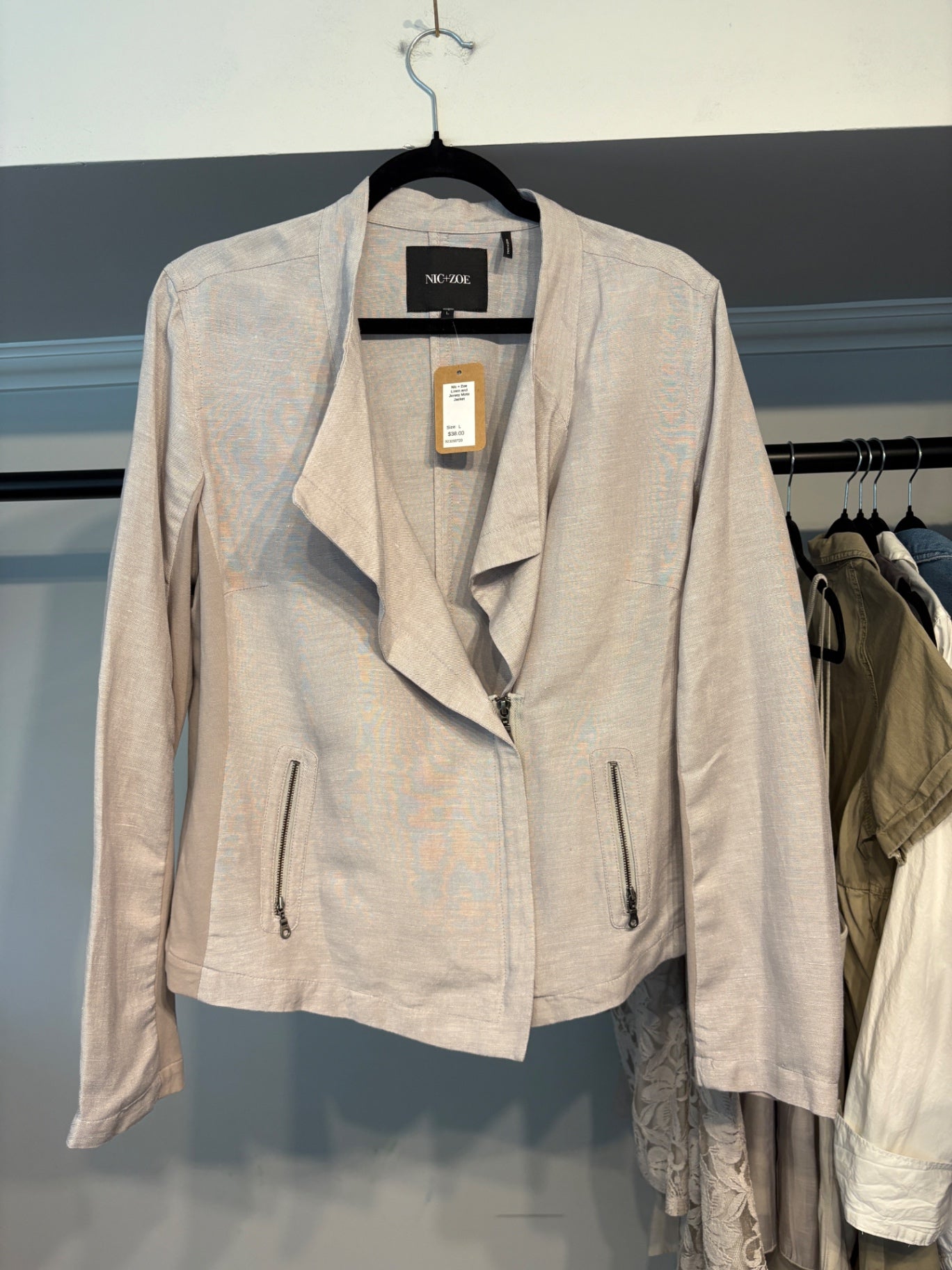 Nic + Zoe Linen and Jersey Moto Jacket