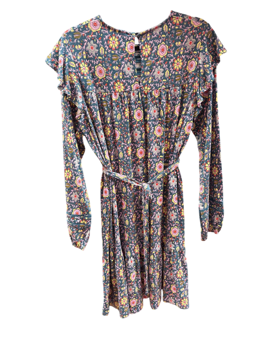 Boden Ruffle Long Sleeve Mini Dress in Floral Print NWT