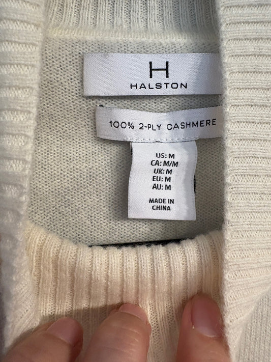 Halston Cashmere High-Neck Sweater in Ivory (Flaw: Back Neck)