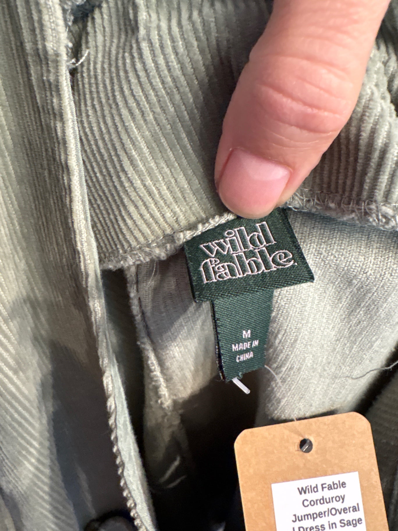 Wild Fable Corduroy Jumper/Overall Dress in Sage Green