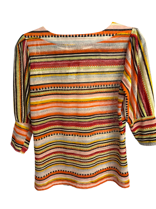 New Directions Quarter Sleeve Geometric Shirt