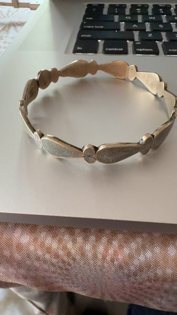 Taxco Mexico Stone and Silver Cuff VINTAGE