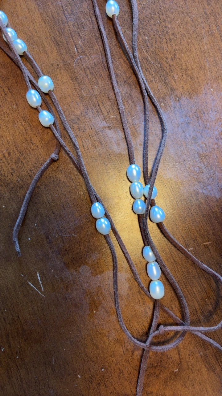 Pearl and Leather Necklace