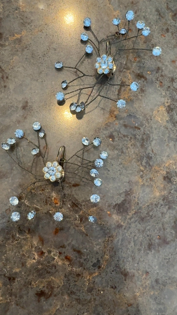 Wire and Crystal Clip On Earrings AS IS