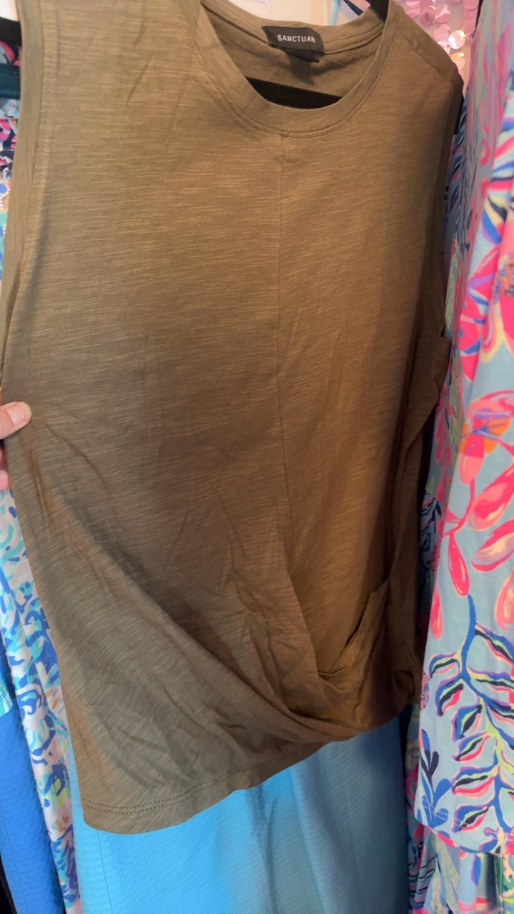 Sanctuary Sleeveless Shirt - Olive / Size: L