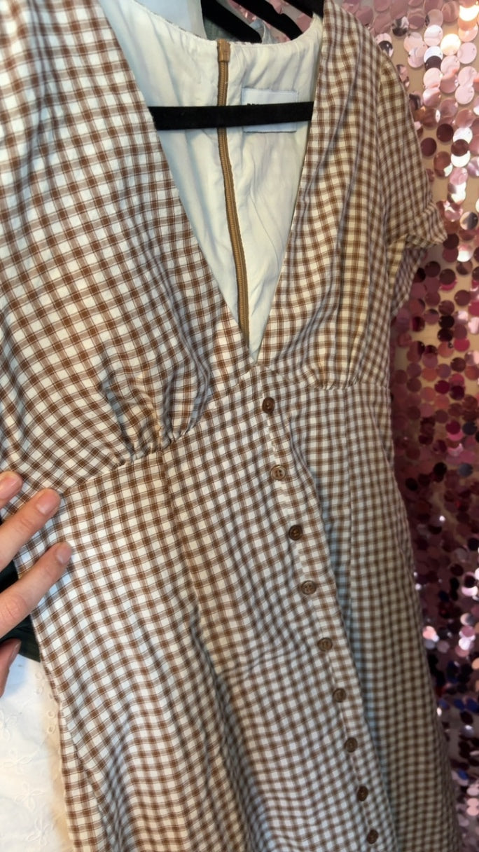 Princess Polly Brown Gingham Dress / Size: 4/S