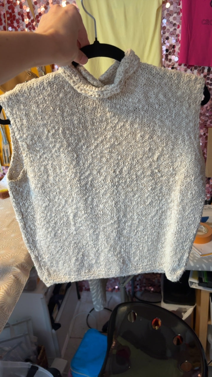 Handmade Sleeveless Cowl Neck Shirt / Size: S