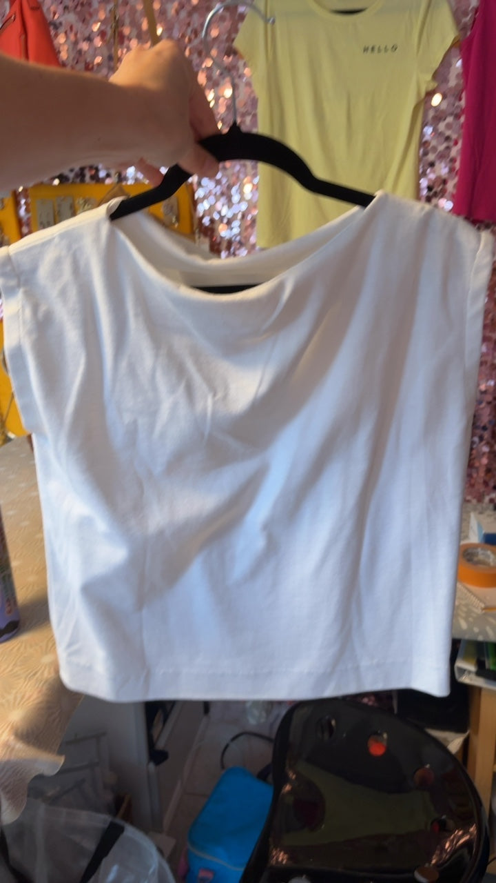 Handmade Sleeveless Shirt in White / Size: S