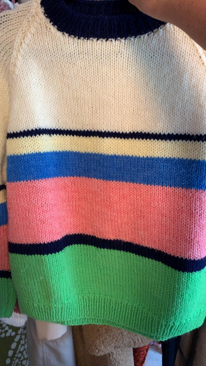 Handmade Cream & Stripped Sweater / Size: M