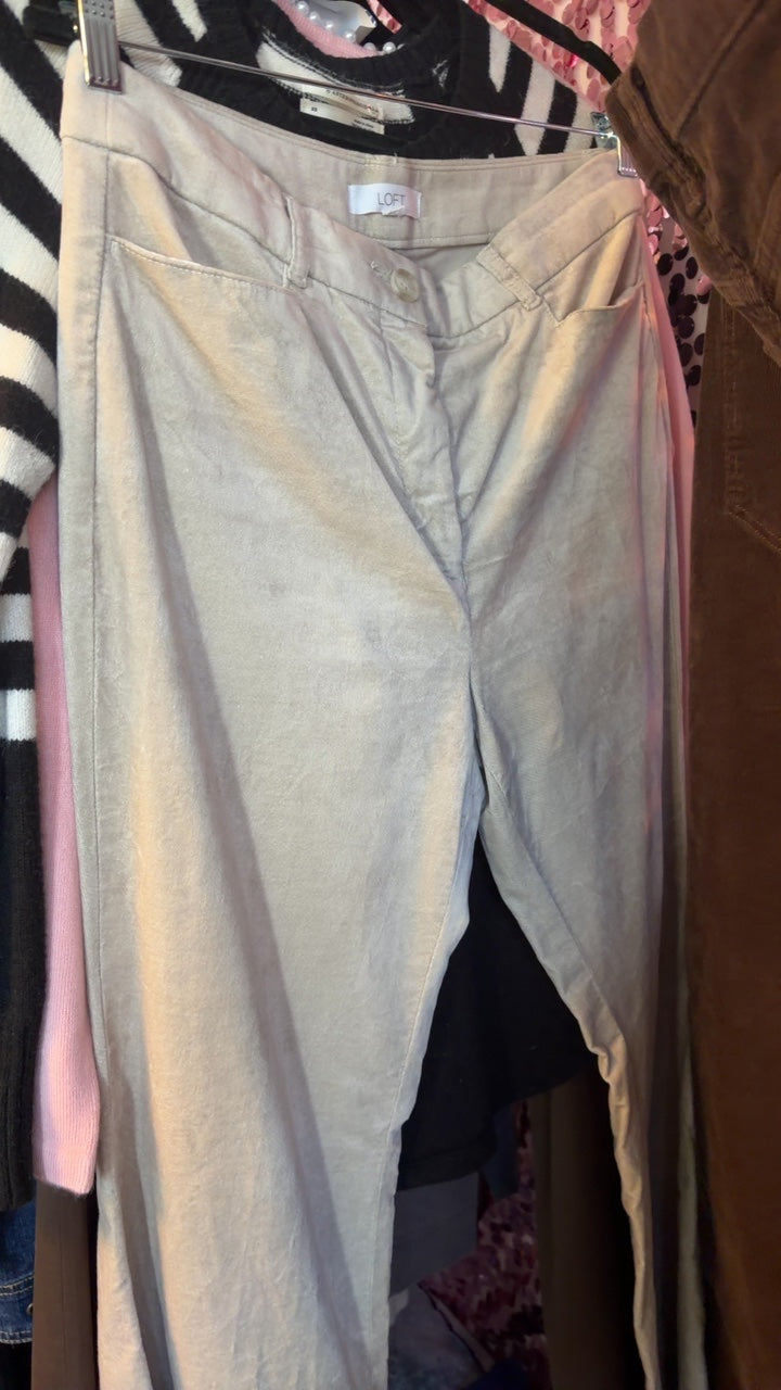 LOFT Velvet Pants in Khaki / Size: 10/M