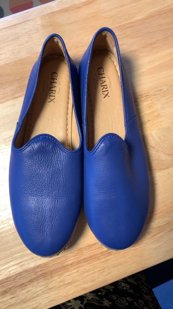 Charix Slip-On Leather Cobalt Blue Shoes / Size: 42/11