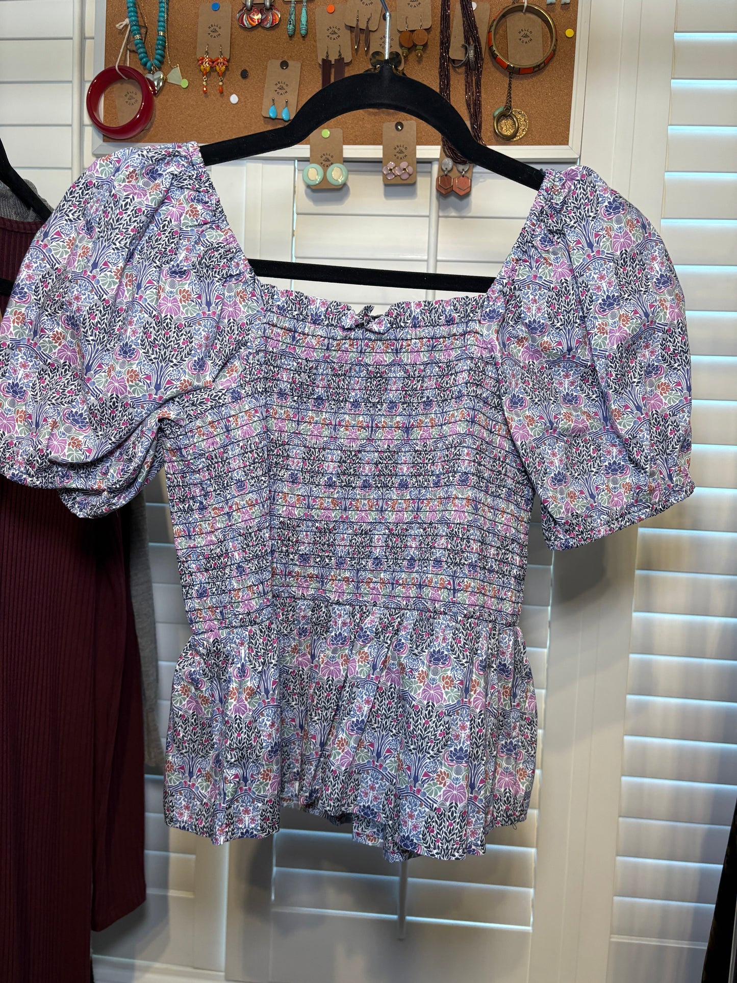 J. Crew with Liberty Fabric Smocked Top