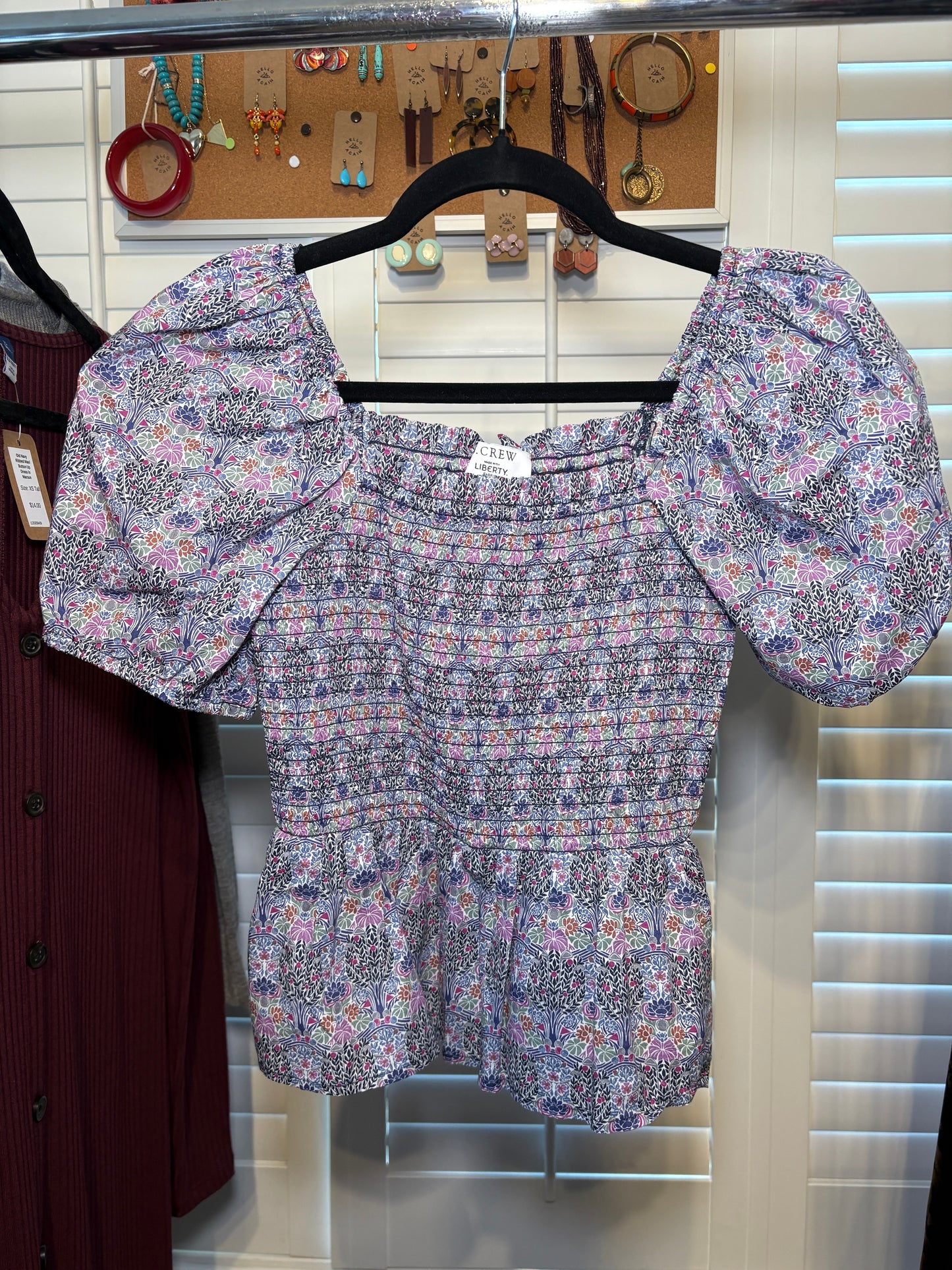 J. Crew with Liberty Fabric Smocked Top