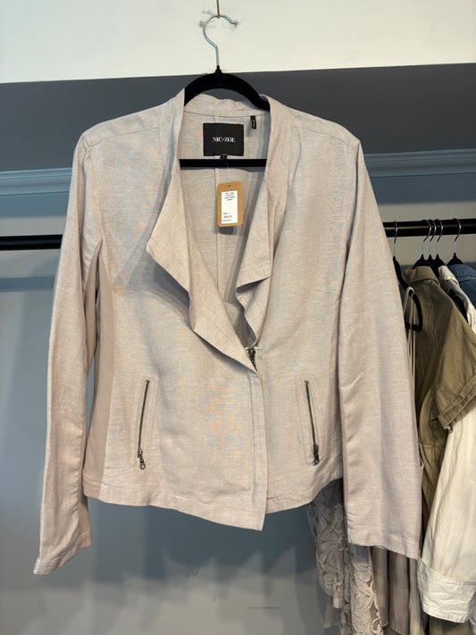 Nic + Zoe Linen and Jersey Moto Jacket