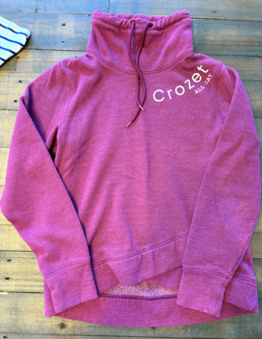 Upcycled by Hello Again Sweatshirt - Size Small Magenta Cowl Neck