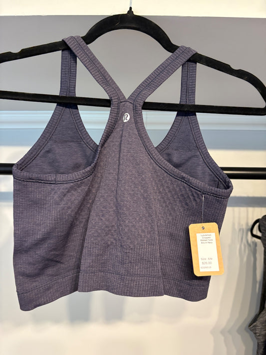 Lululemon Cropped Ribbed Tank Bra in Navy