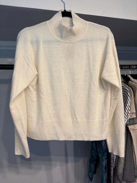 Halston Cashmere High-Neck Sweater in Ivory (Flaw: Back Neck)