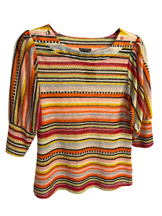 New Directions Quarter Sleeve Geometric Shirt