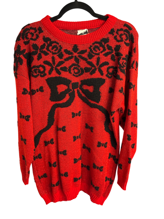 Retro by Renaissance Shimmer Rose and Bow Sweater - Vintage
