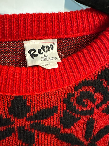 Retro by Renaissance Shimmer Rose and Bow Sweater - Vintage