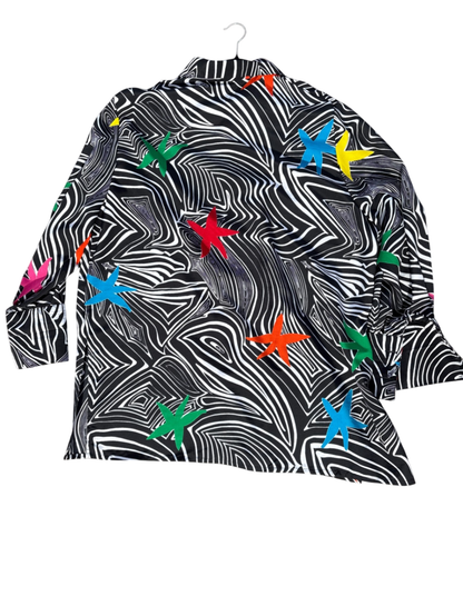 Jaclyn Smith Black and White Button Up - Vintage