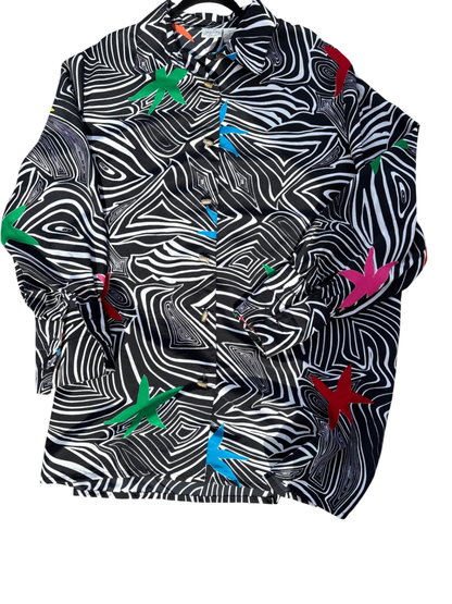 Jaclyn Smith Black and White Button Up - Vintage