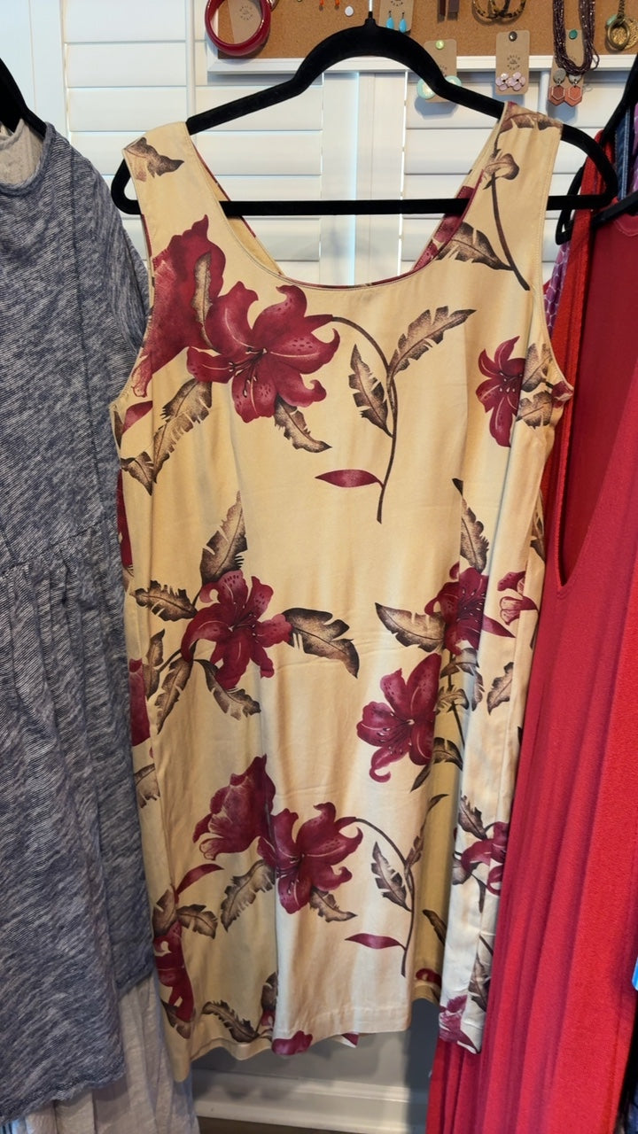 Izod Silk Tropical Dress - Vintage