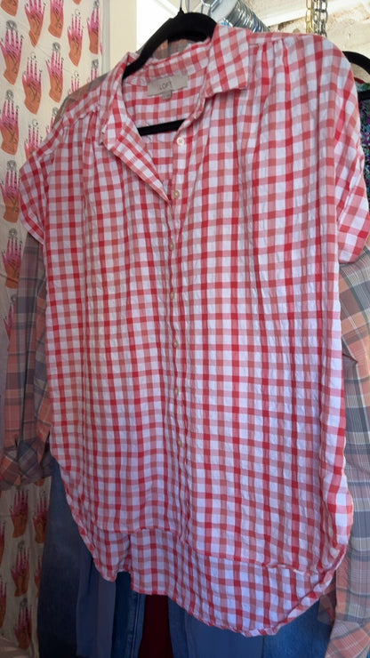 LOFT Gingham Shirt in Red / Size: S