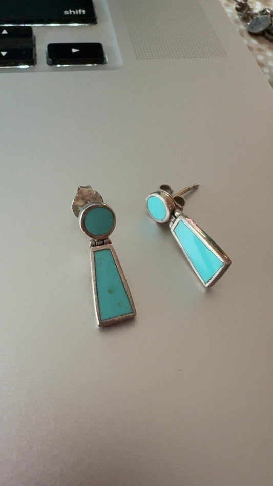 Turquoise Inlay Silver Earrings