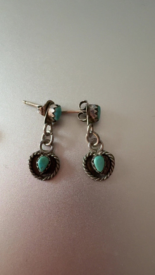 Silver and Turquoise Native American Earrings VINTAGE