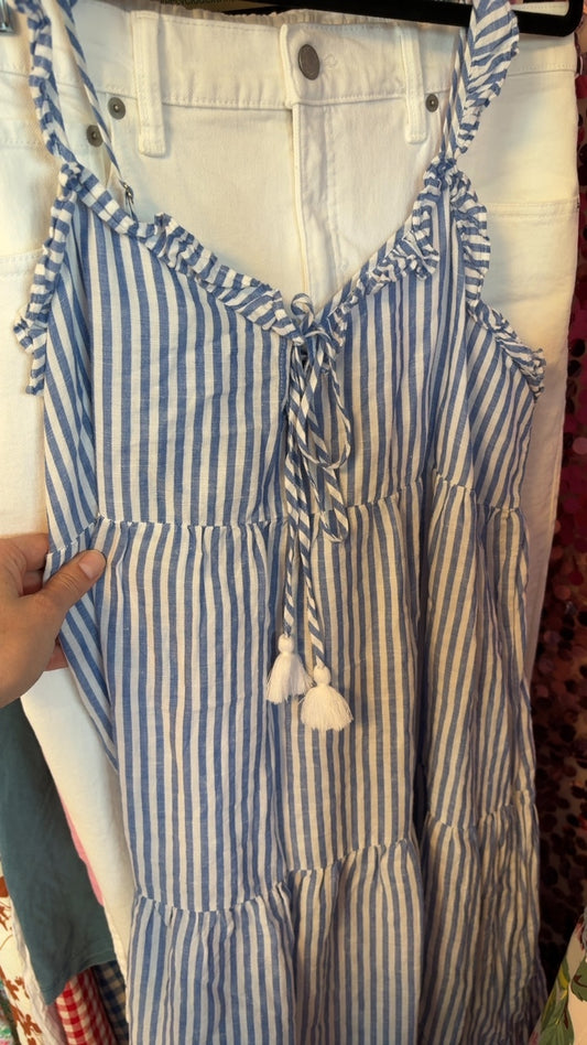 J. Crew Linen Blend Striped Dress / Size: M
