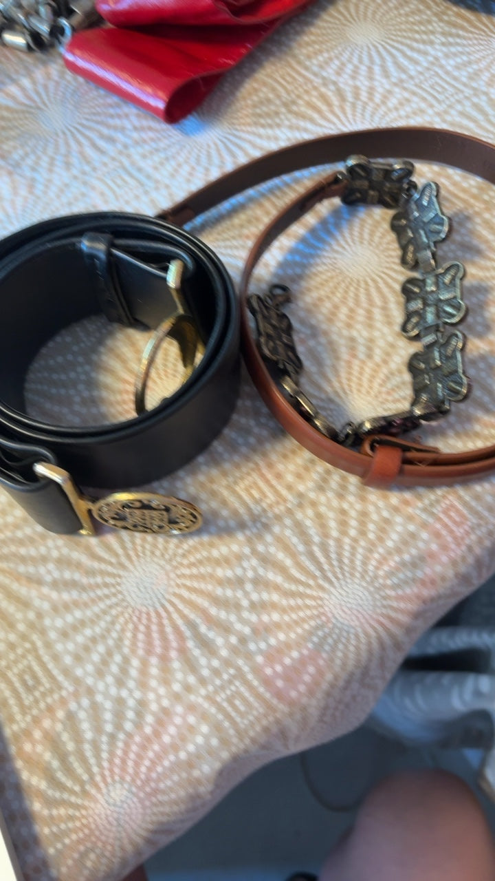 Metal and Faux Leather Belt