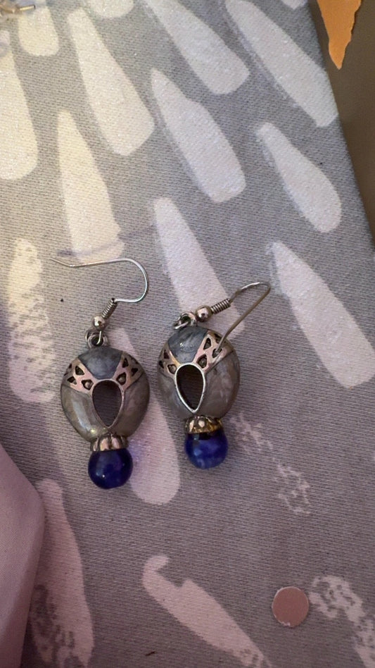 Grey and Blue Earrings