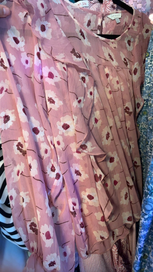 Lucky Brand Sheer Floral Shirt / Size: S