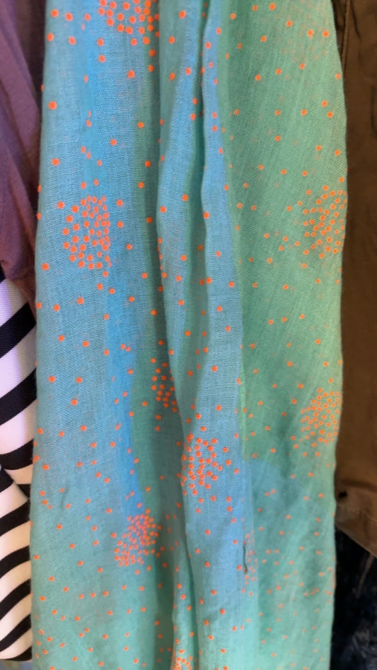 Teal with Orange Bursts Scarf