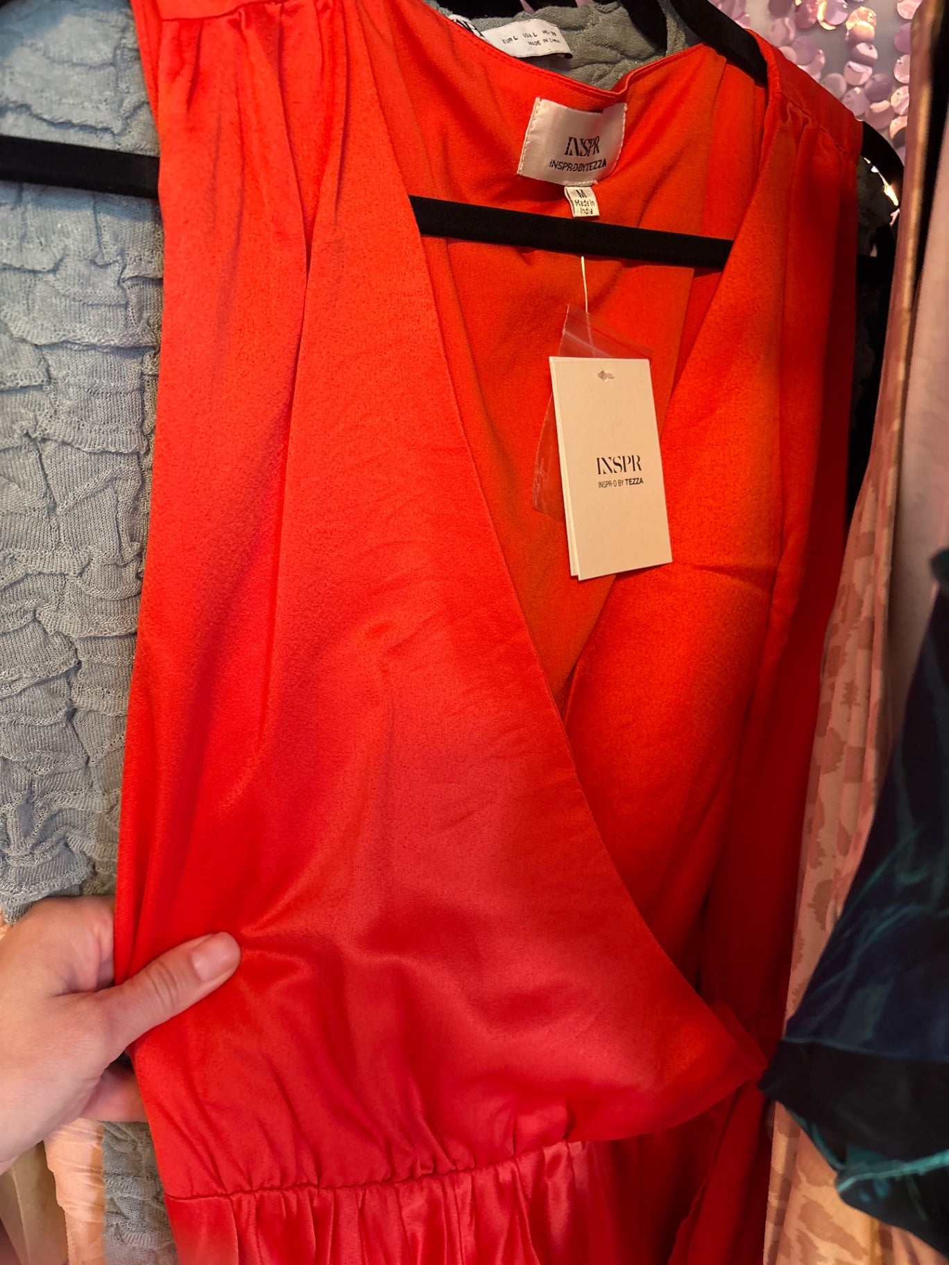 Inspr Mini Dress in Bright Orange-Red / Size: M