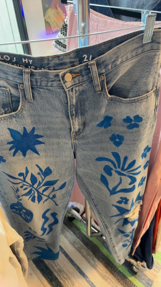 Custom Painted Jeans by Local Artist / Size: 27/S/4
