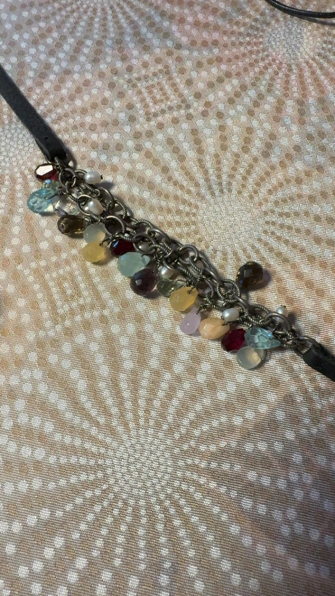 Gem and Leather Choker