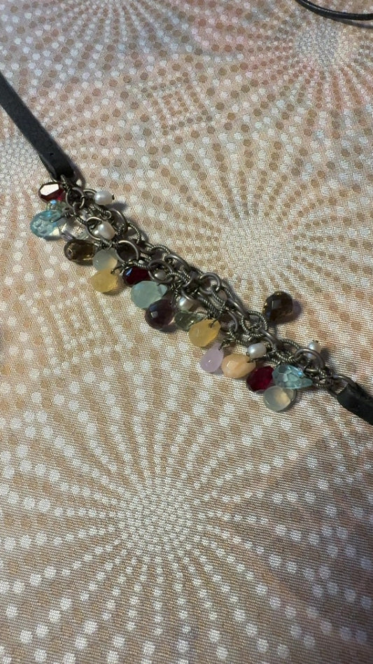 Gem and Leather Choker