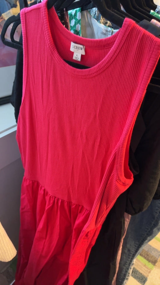 LOFT Ribbed Bodice Crew Neck Dress / Size: L