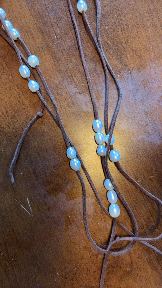 Pearl and Leather Necklace