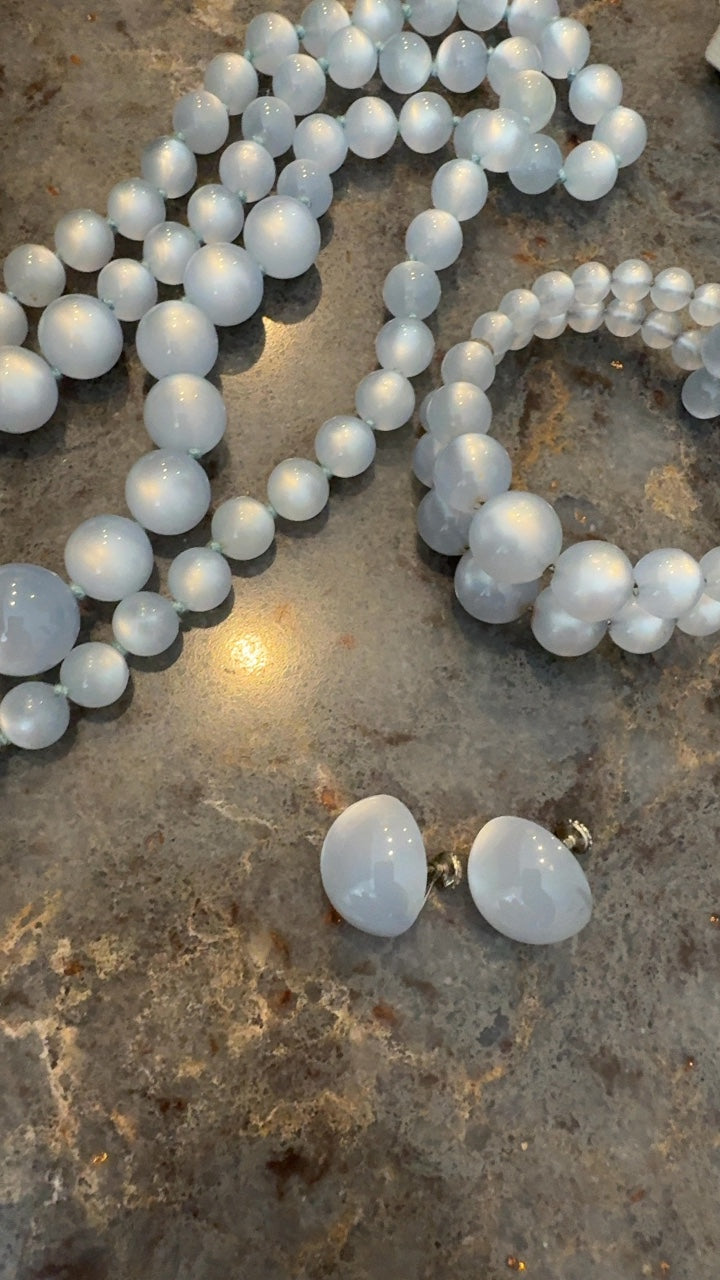 VINTAGE Blue Bead Jewelry Set
