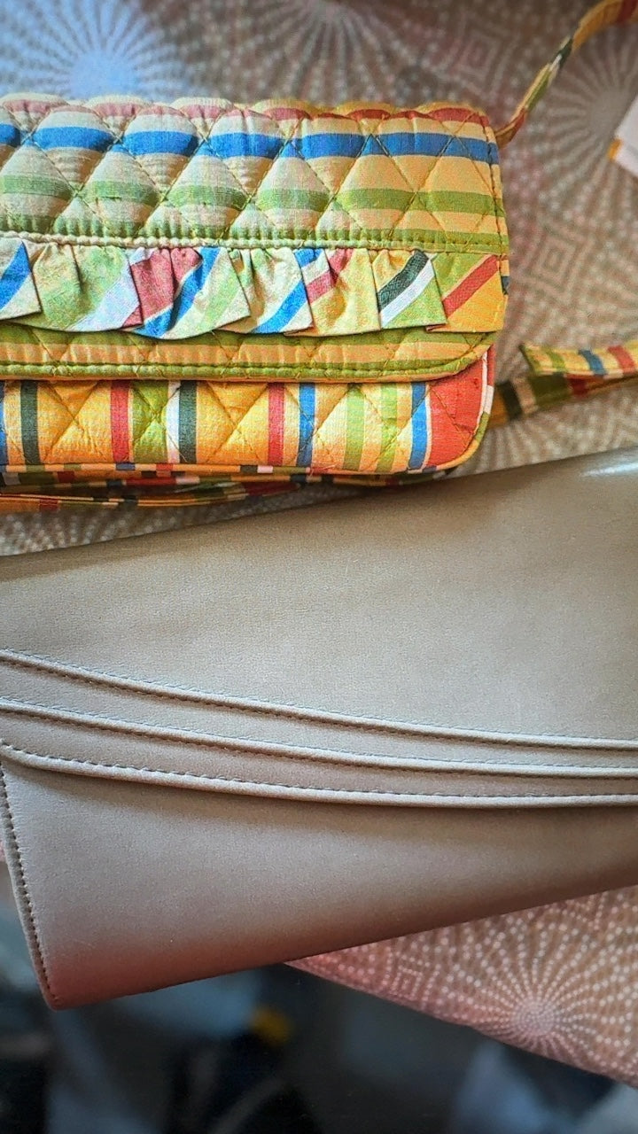 VINTAGE Ruffle and Stripe Clutch