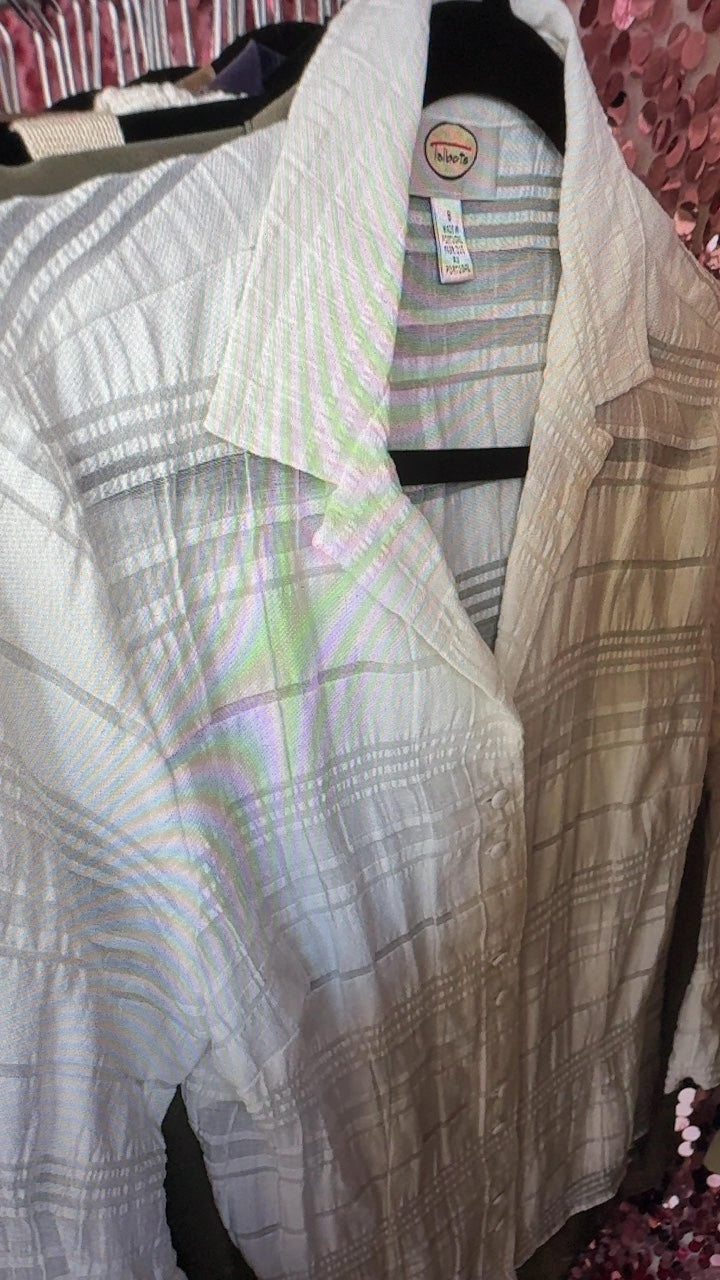 Talbots Sheer Striped Shirt / Size: 8/M