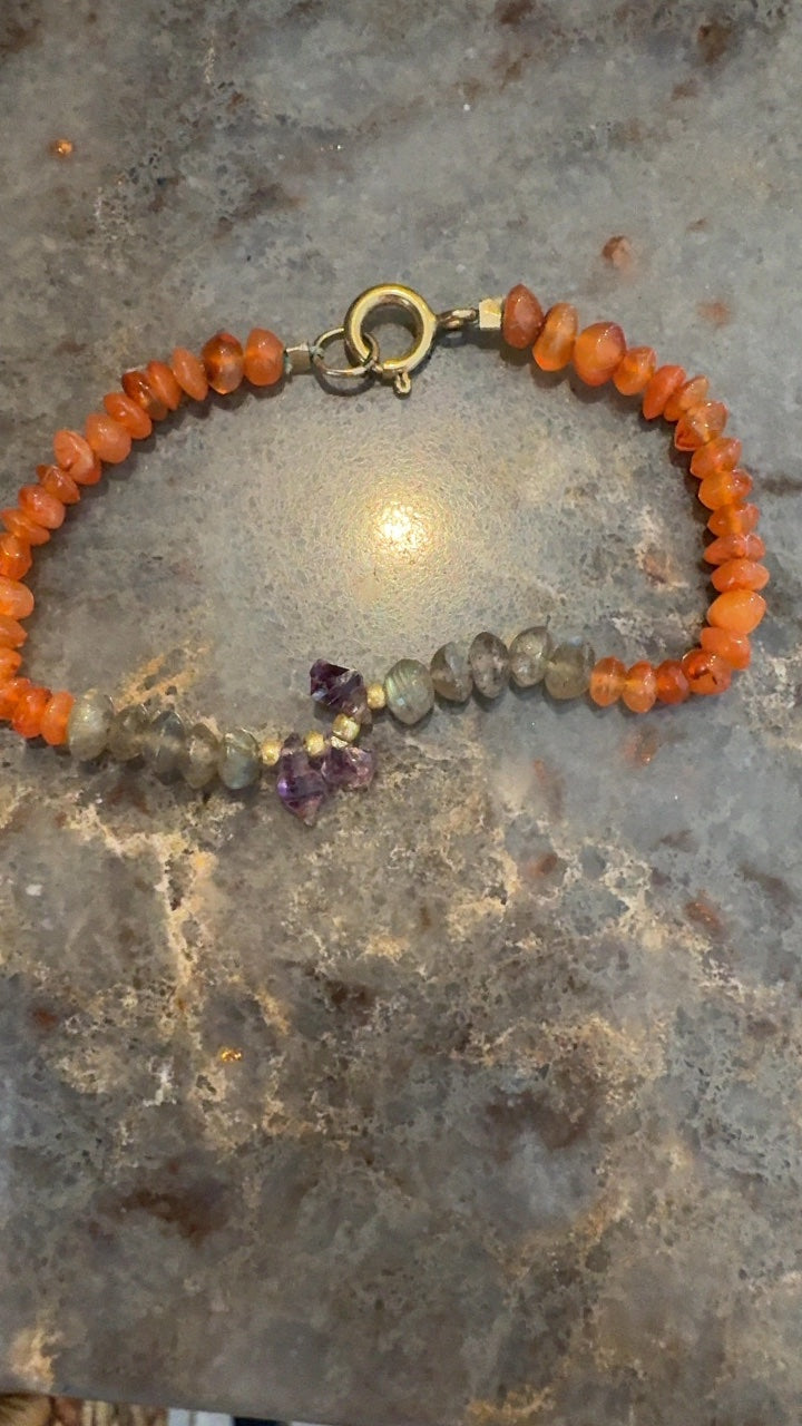 Carnelian and Amethyst Bracelet