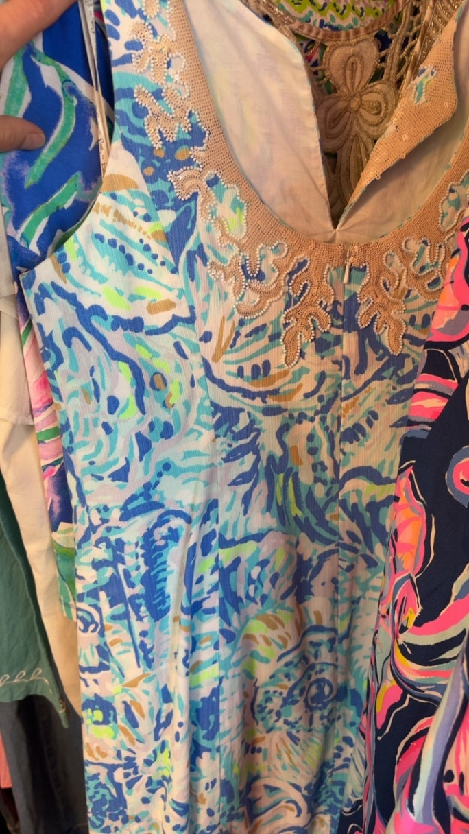 Lilly Pulitzer Gabby Dress with Coral Beading / Size: 8/M
