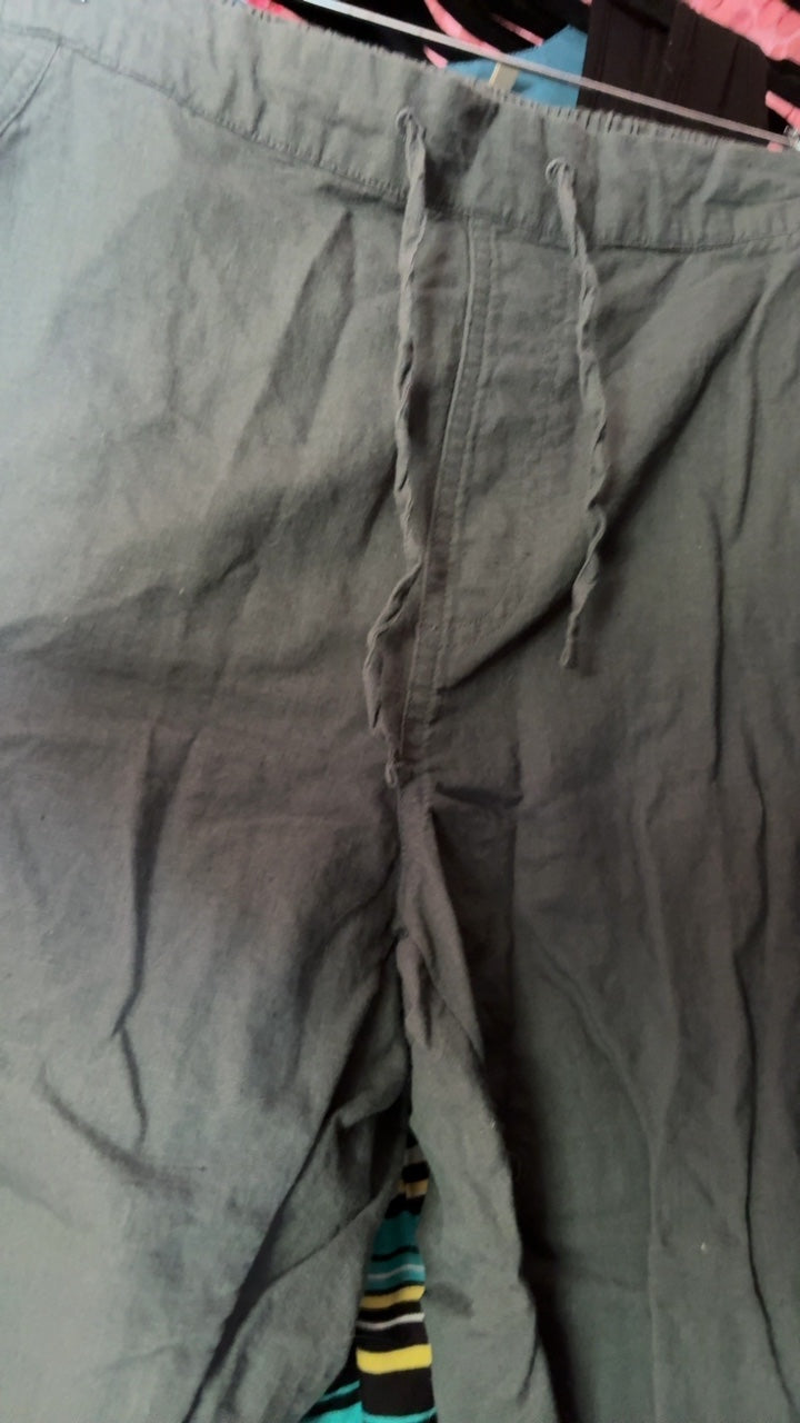 Pact Linen Drawstring Pants / Size: L