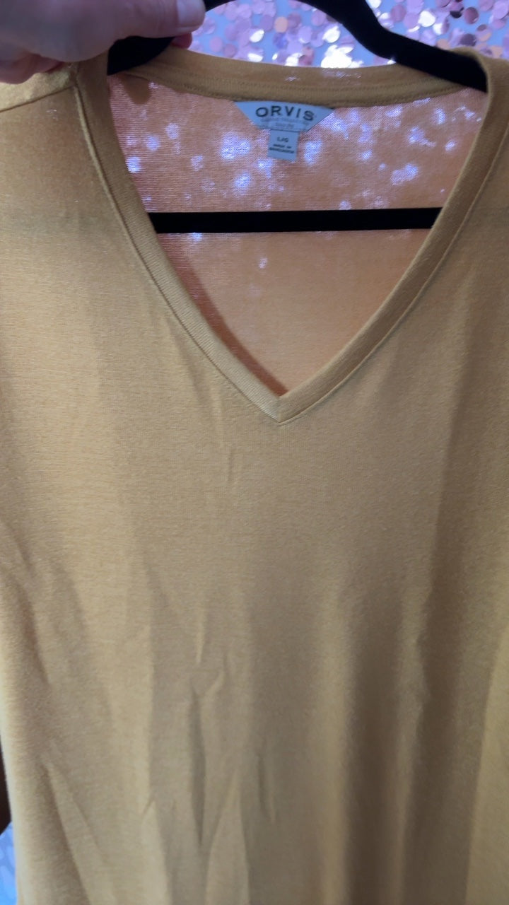 Orvis V Neck Shirt in Yellow / Size: L